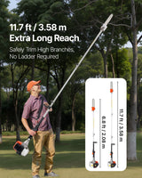 VEVOR Gas Pole Saw, 33CC 2 Stroke Gas Powered Pole Saws with 20.3 cm Cutting Bar, Cordless Tree Trimmer with 850ml Fuel Tank, 2.08 to 3.58 m  Extendable, Powerful Chainsaw for Tree Trimming Pruning