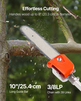 VEVOR Gas Pole Saw, 33CC 2 Stroke Gas Powered Pole Saws with 20.3 cm Cutting Bar, Cordless Tree Trimmer with 850ml Fuel Tank, 2.08 to 3.58 m  Extendable, Powerful Chainsaw for Tree Trimming Pruning