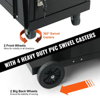 Welding Cart, 2-Tier Heavy Duty Welder Cart with Anti-Theft Lockable Cabinet, 265LBS Weight Capacity, 360° Swivel Wheels, Tank Storage Safety Chains, Welding Cabinet for TIG, ARC, Plasma Cutter