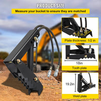VEVOR Hydraulic Backhoe Thumb, 45.7cm 1.27cm Thickness Heavy Duty Excavator Thumb, Black Steel Weld On Thumb Attachments with Hydraulic Cylinder, Mechanical Hydraulic Thumb for Backhoe/Excavator
