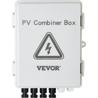 VEVOR PV Combiner Box, 4 String with 15A Rated Current Fuse, 63A Circuit Breaker, Lightning Arreste Connector for On/Off Grid Solar Panel System, IP65