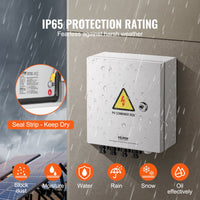 VEVOR PV Combiner Box, 4 String, Solar Combiner Box with 15A Rated Current Fuse 63A Circuit Breaker Lightning Arrester and Solar Connector, Steel Case for On / Off Grid Solar Panel System, IP65