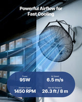 VEVOR 615mm Industrial Wall Mount Fan 3 Speed 4650 CFM for Garage Greenhouse