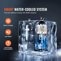 VEVOR Industrial Water Chiller, KH-6000, 200W Industrial Water Cooler Cooling System with Compressor 12 L Water Tank Capacity 7.8 L/min Max Flow Rate, for CO2 Laser Engraving Machine Cooling Machine
