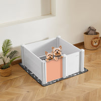 VEVOR Dogs Whelping Box, 980 x 980 x 460 mm, Plastic PVC Puppies Playpen with Height Adjustable Door and Washable Pee Pad, Anti-Deformation Indoor Puppy Play Pen for Medium Breed Dogs, Milk White