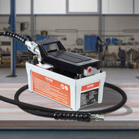 VEVOR Air Hydraulic Pump, 10,000 PSI 1/2 Gal Reservoir, NPT 3/8" Oil Outlet, NPT 1/4" Inlet, 6.6 ft Pipe, Foot Actuated Hydraulic Pump Air Treadle for Auto Body Frame Machines and Pulling Post, Gray