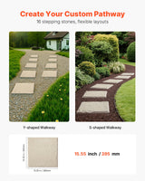 VEVOR Garden Stepping Stones, 16Pcs 39.5x39.5 cm, Decorative Stepping Stones with Stakes, Weather-Resistant Plastic Pathway Pavers, Smooth Surface, Outdoor Walkway for Lawn Patio Landscape, Beige