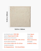 VEVOR Garden Stepping Stones, 16Pcs 39.5x39.5 cm, Decorative Stepping Stones with Stakes, Weather-Resistant Plastic Pathway Pavers, Smooth Surface, Outdoor Walkway for Lawn Patio Landscape, Beige