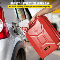 VEVOR Jerry Fuel Can, 20 L Portable Jerry Gas Can with Flexible Spout System, Rustproof ＆ Heat-resistant Steel Fuel Tank for Cars Trucks Equipment, 2PCS Red