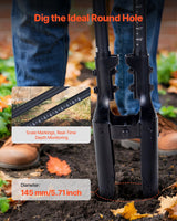 VEVOR Post Hole Digger, Heavy Duty Post Hole Digger with Fiberglass Handle, Manual Hole Digger with Scale Markings and Metal Blade, Post Hole Digger Tool for Digging Gardening and Outdoors, 1460 mm