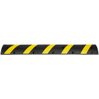 VEVOR 6 ft Rubber Speed Hump, 2 Channel, 10000 kg/axle Load Capacity Heavy Duty Traffic Speed Bump, with High Reflective Yellow Strip 4 Expansion Screws and 1 Drill, for Asphalt Concrete Gravel Roads
