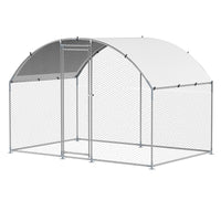 VEVOR Metal Chicken Coop, 9.8x6.5x6.5ft Large Walk-in Chicken Runs with Cover, Doom Roof Hen House Enclosure with Security Lock, Outdoor Duck Rabbit Cage Poultry Pen for Backyard, Farm, Yard