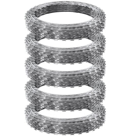 VEVOR Razor Wires, 246 ft Razor Barbed Wire, 5 Rolls Razor Wire Fencing Razor Fence, Razor Ribbon Barbed Wire Galvanized Razor Wire Fence, Rolls Razor for Garden
