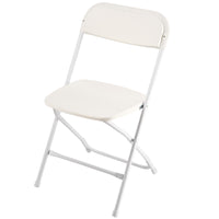 VEVOR 4 Pack Folding Chairs, Foldable Plastic Chairs with Heavy Duty Metal Frame, Portable Folding Card Table Chairs, Stackable Indoor Outdoor Seats for Home, Yard, Garden, Parties, Events, White