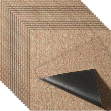 VEVOR Carpet Tiles Reusable, 20"x 20" Carpet Squares With Padding Attached, Soft Padded Carpet Tiles, Easy Install DIY for Bedroom Living Room Indoor Outdoor (16 Tiles, Dark Brown)