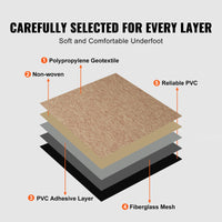 VEVOR Carpet Tiles Reusable, 20"x 20" Carpet Squares With Padding Attached, Soft Padded Carpet Tiles, Easy Install DIY for Bedroom Living Room Indoor Outdoor (16 Tiles, Dark Brown)