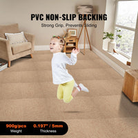 VEVOR Carpet Tiles Reusable, 20"x 20" Carpet Squares With Padding Attached, Soft Padded Carpet Tiles, Easy Install DIY for Bedroom Living Room Indoor Outdoor (16 Tiles, Dark Brown)