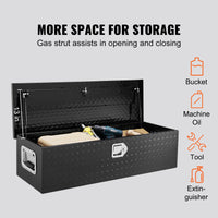 VEVOR Heavy Duty Aluminum Truck Bed Tool Box, Diamond Plate Tool Box with Side Handle and Lock Keys, Storage Tool Box Chest Box Organizer for Pickup, Truck Bed, RV, Trailer, 990 x 330 x 254 mm, Black