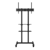 VEVOR Mobile TV Stand, Mobile TV Cart for 32 to 70 inch TVs, Height Adjustable Portable TV Stand with Wheels, Double Tray for Audio-Visual Devices, Rolling TV Stand with Mount for Bedroom, Living Room