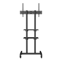 VEVOR Mobile TV Stand, Mobile TV Cart for 32 to 70 inch TVs, Height Adjustable Portable TV Stand with Wheels, Double Tray for Audio-Visual Devices, Rolling TV Stand with Mount for Bedroom, Living Room