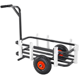 VEVOR Beach Fishing Cart, 91 kg Load Capacity, Fish and Marine Cart with Two 275 mm Big Wheels Rubber Balloon Tires for Sand, Heavy-Duty Steel Pier Wagon Trolley with 7 Rod Holders for Fishing, Picnic