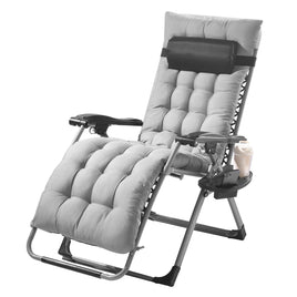 VEVOR Zero Gravity Chair, 26 inch Zero Gravity Recliner Lounge Chair for Indoor and Outdoor, Adjustable Anti Gravity Chair with Cushion, Headrest, Footrest, and Cupholder, 500 lbs, Gray