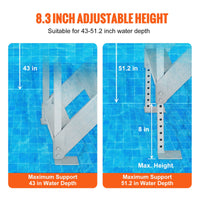 VEVOR Dock Ladder, 1.09 m-1.29 m Adjustable Height, 227 kg Load Capacity, Aluminum Alloy 6 Steps Pontoon Boat Ladder with Dual Handrails & Nonslip Mat, Ideal for Ship/Lake/Pool/Marine Boarding