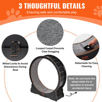VEVOR Wooden Cat Exercise Wheel, 43.3" Large Cat Treadmill Wheel for Indoor Cats, Cat Running Wheel with Detachable Carpet & Cat Teaser for Running/Walking/Training, Suitable for Most Cats