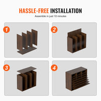 VEVOR Wood Literature Organizer Adjustable File Sorter 24 Compartments Brown