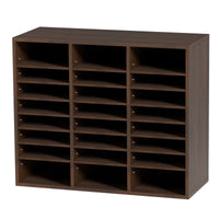 VEVOR Wood Literature Organizer Adjustable File Sorter 24 Compartments Brown