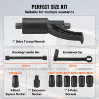VEVOR Torque Multiplier, Heavy Duty Torque Multiplier Wrench Set, 1 Inch Drive Lug Nut Wrench Torque Multiplier, 1:64 6800N.m Lug Nut Remover, with 8 Sockets and Storage Case for Truck Trailer RV