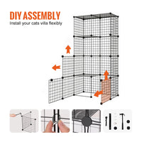 VEVOR Large 3-tier Cat Cage, 28 x 28 x 41", DIY Detachable Metal Wire Durable Cat Enclosure, with Large Hammock 2 Ramp Ladders, Fit for Cats Exercise Indoor ＆ Outdoor, Ease of Assembly, Black