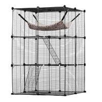 VEVOR Large 3-tier Cat Cage, 28 x 28 x 41", DIY Detachable Metal Wire Durable Cat Enclosure, with Large Hammock 2 Ramp Ladders, Fit for Cats Exercise Indoor ＆ Outdoor, Ease of Assembly, Black