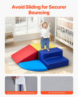 VEVOR Climbing Toys, 4-Piece Set, Foam Climbing Toys for Toddlers 6 Months to 3 Years Old, PU Leather Climbing Blocks, Indoor Climb and Crawl Activity Playset for Crawling & Sliding, Easy to Clean