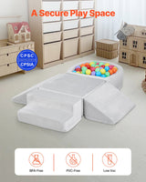 VEVOR Climbing Toys, 5-Piece Set, Foam Climbing Blocks for Toddlers 6 Months to 3 Years, Baby Climbing Blocks with Ball Pit (Balls Not Included), Indoor Climb and Crawl Activity Playset for Crawling