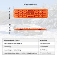 VEVOR 10 TON Traction Boards with PP Material, Recovery Boards for Off-road Vehicles/Cars/Pickups/SUVs/RVs, Pair Tire Traction Mats on Snow, Sand, Mud and Loose Terrain, Storage Bag, Long, Orange