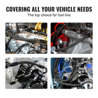 VEVOR 6AN Fuel Line Kit, 7.62 m Fuel Hose Kit, Nylon Stainless Steel Braided PTFE Fuel Line Kit, E85/Oil/Gas/Diesel Hose End Fitting Kit, with 15 PCS Swivel Fitting Adapter Kit, Black