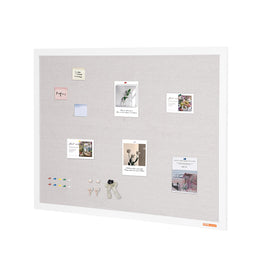 VEVOR 48"x36" White Cork Board with Linen Surface – Stylish Wall-Mounted Bulletin Board for Home, School, Office – Elegant & Functional Noticeboard