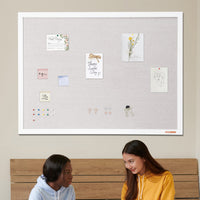VEVOR 48"x36" White Cork Board with Linen Surface – Stylish Wall-Mounted Bulletin Board for Home, School, Office – Elegant & Functional Noticeboard