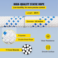 VEVOR Twin Sheave Block and Tackle 1.09-1.27cm 3048-6096cm Twin Sheave Block with Braid Rope 30-35KN 2994-3495KGS Double Pulley Rigging (1/2" x 200')