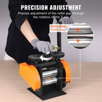 VEVOR Rolling Mill, 1.77"/45 mm Jewelry Rolling Mill Machine, 1: 2.4 Gear Ratio, 3-in-1 Multi-function Rolling Mill, 0-6 mm Press Thickness for Metal Jewelry Making Sheet Square Wire Semicircle