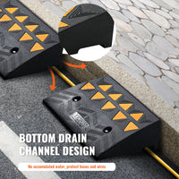 VEVOR Rubber Curb Ramp 2 Pack, 12.7 cm Rise Height Heavy-Duty 15 tons Load Capacity Threshold Ramps, Driveway Ramps with Stable Grid Structure for Cars, Wheelchairs, Bikes, Motorcycles