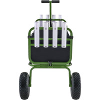 VEVOR Beach Fishing Cart, 136kg Load Capacity, Foldable Fish and Marine Cart with Four 280mm Big Wheels Rubber Balloon Tires, Heavy-Duty Steel Pier Wagon Trolley with 8 Rod Holders for Picnic