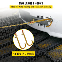 VEVOR V Bridle Chain, 5/16 in x 2 ft Bridle Tow Chain, Grade 80 V-Bridle Transport Chain, 9260 Lbs Break Strength with TJ Hooks and Crab Hooks, Heavy Duty Pear Link Connector and Chain Shorteners