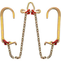 VEVOR V Bridle Chain, 5/16 in x 2 ft Bridle Tow Chain, Grade 80 V-Bridle Transport Chain, 9260 Lbs Break Strength with TJ Hooks and Crab Hooks, Heavy Duty Pear Link Connector and Chain Shorteners