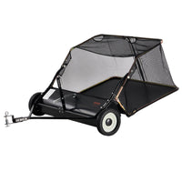 VEVOR 106.6 cm Lawn Sweeper Tow Behind, 12 cu.ft. Large Pull Behind Grass Sweeper, Heavy Duty Leaf & Grass Collector with Dumping Rope Design, Adjustable Sweeping Height for Picking Up Debris & Grass