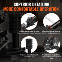 VEVOR Precision Miter Gauge, Standard Slot 3/4'' x 3/8'', Aluminum Alloy Table Saw Miter Gauge with 19-35 in Grating 15 Angle Stops Adjustable Spring Loaded Plunger and Removable Disc, for Woodworking