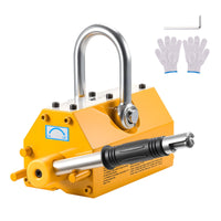 VEVOR Permanent Magnetic Lifter, 600 kg Pulling Capacity, Heavy Duty N42 Neodymium Lifting Magnet with Release Handle and Steel Hook, Used in Shop Crane and Hoist, for Lifting Plate Steel, Board