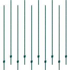 VEVOR 7 Feet Fence Post, 10 Pack U-Channel Heavy Duty Metal Fence Posts, Sturdy Steel Fence Stakes for Garden Yard, Lawn, Farms and Outdoor Wire Fencing, Green