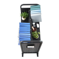 VEVOR Rolling Library Book Cart, 150 kg Capacity, 97 x 51.5 x 122.5 cm Library Cart, Double Sided W-Shaped Shelves with 76.2 mm Lockable Wheels, Book Truck for Home Shelves Office and School, Black